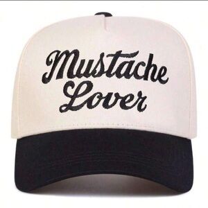 Mustache Lover Two-Tone Baseball Cap - Black & Cream